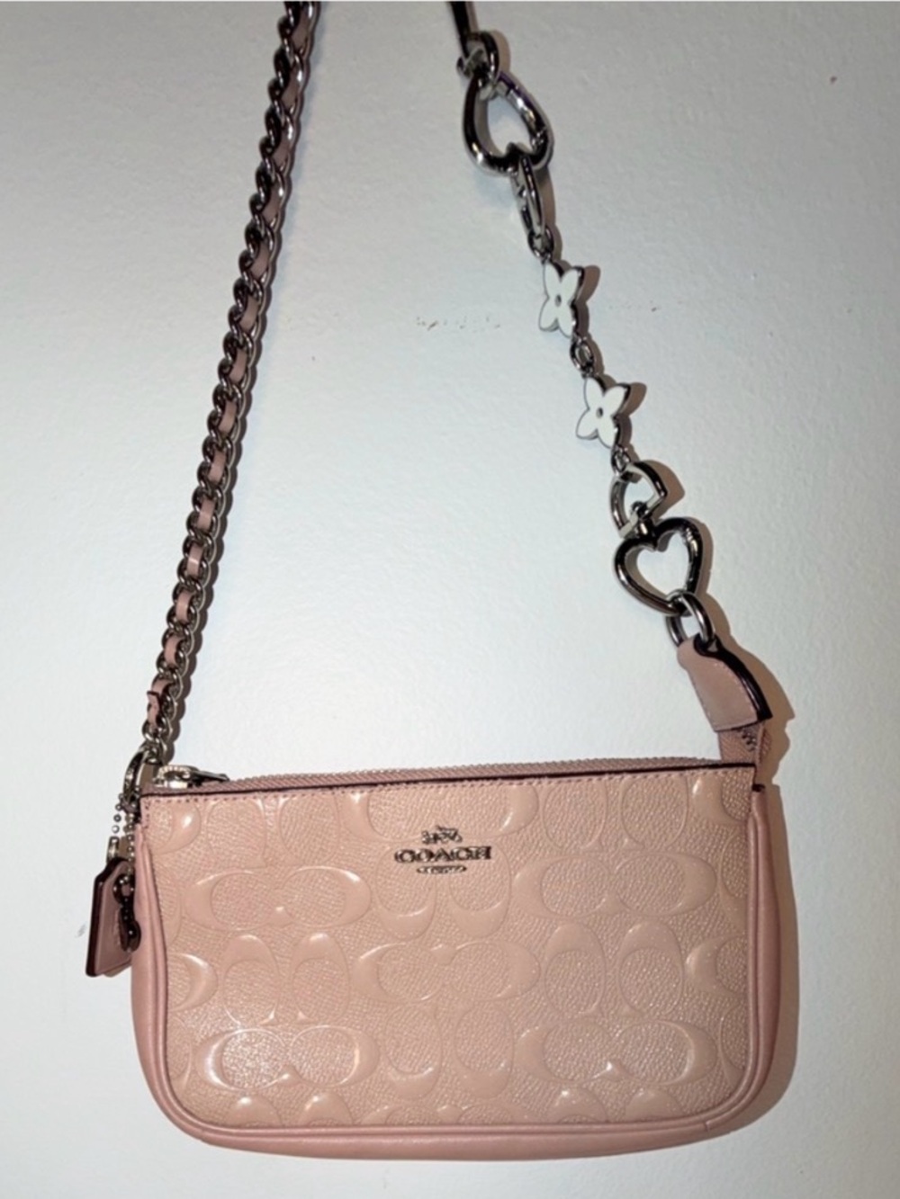 Coach Pink Patent Embossed Crossbody with Chain Strap